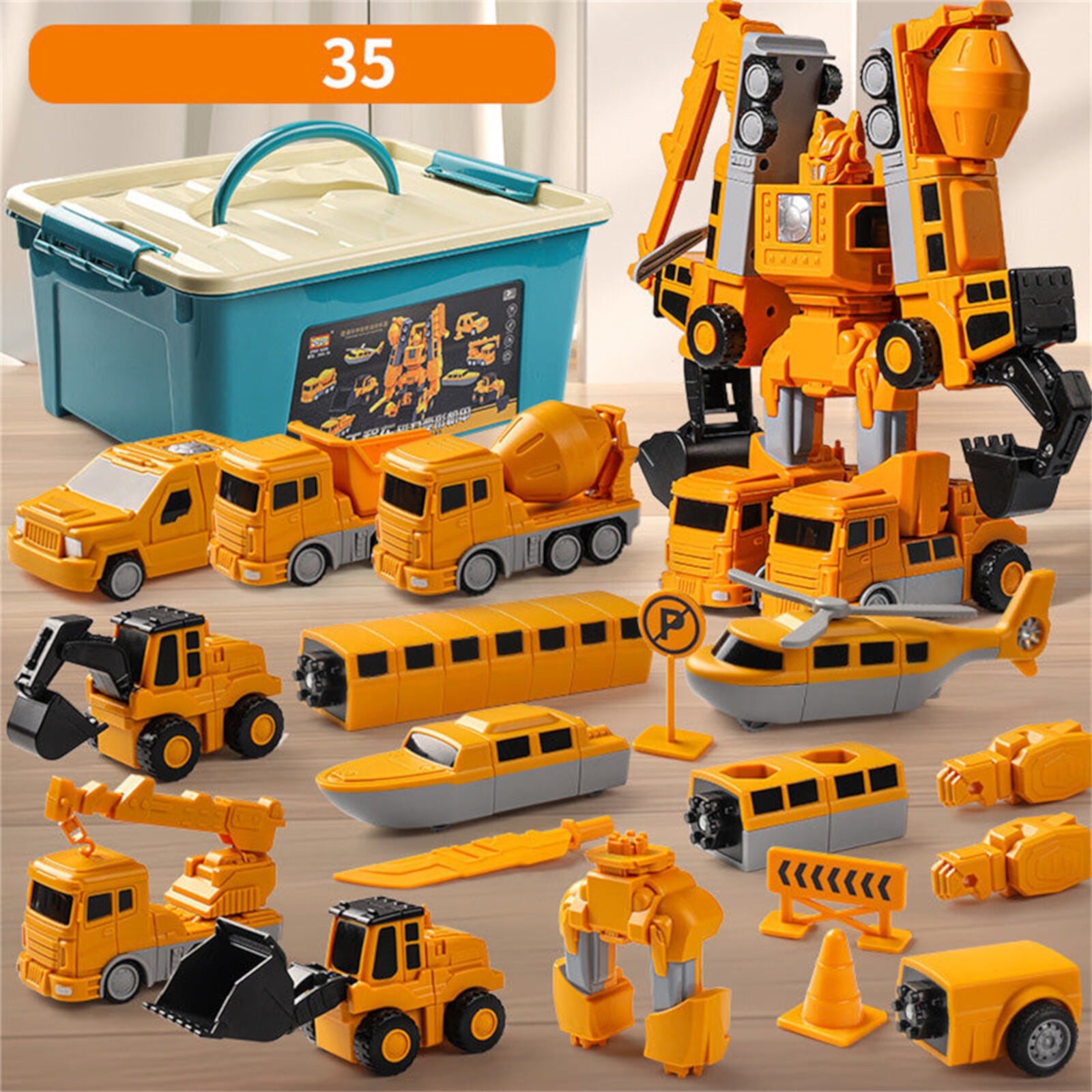 Hongssusuh Toys Robot Construction Vehicles Set – Transforming for Kids - Magnetic Toys with Connectors – Easy DIY Assembly Function – 6-in-1 Educational STEM Toys Hongssusuh