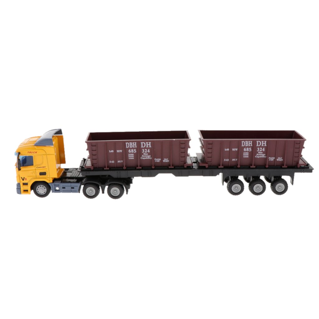 1:48 Construction Trailer Truck Model Kids Development Toy Yellow Gazechimp