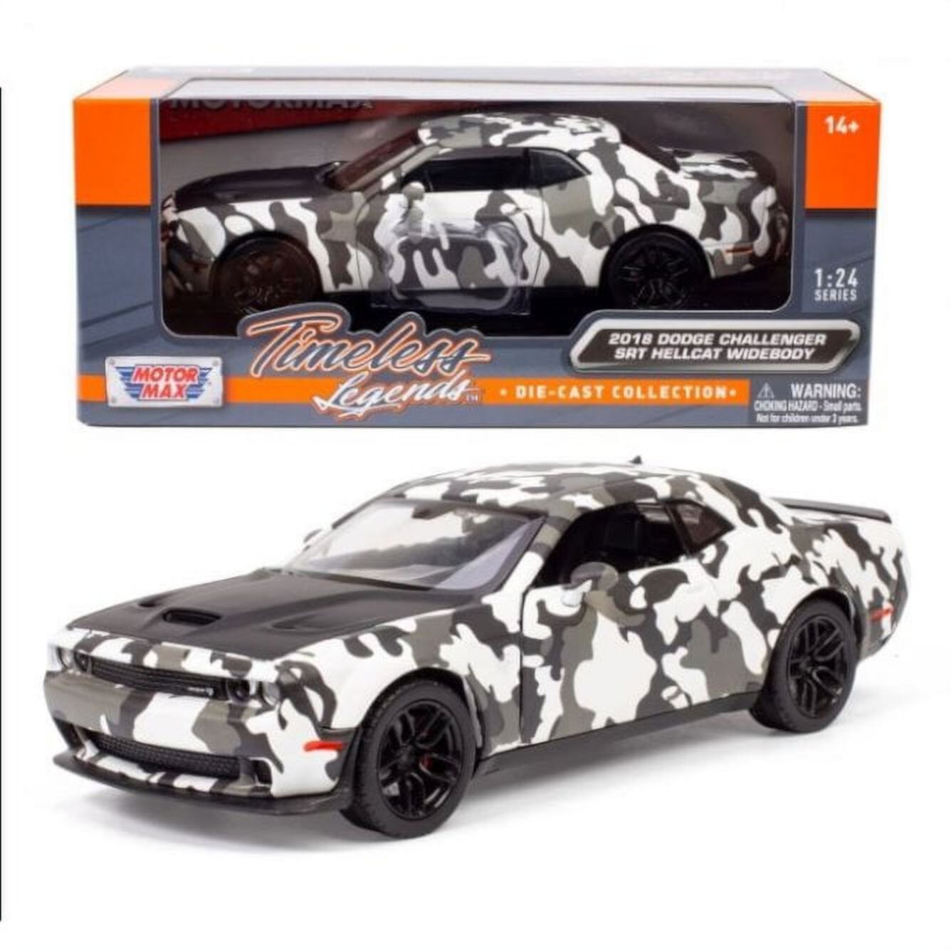 2018 Dodge Challenger SRT Hellcat Widebody, Camouflage - Motor Max 79350 - 1/24 scale Diecast Car MOTORMAX