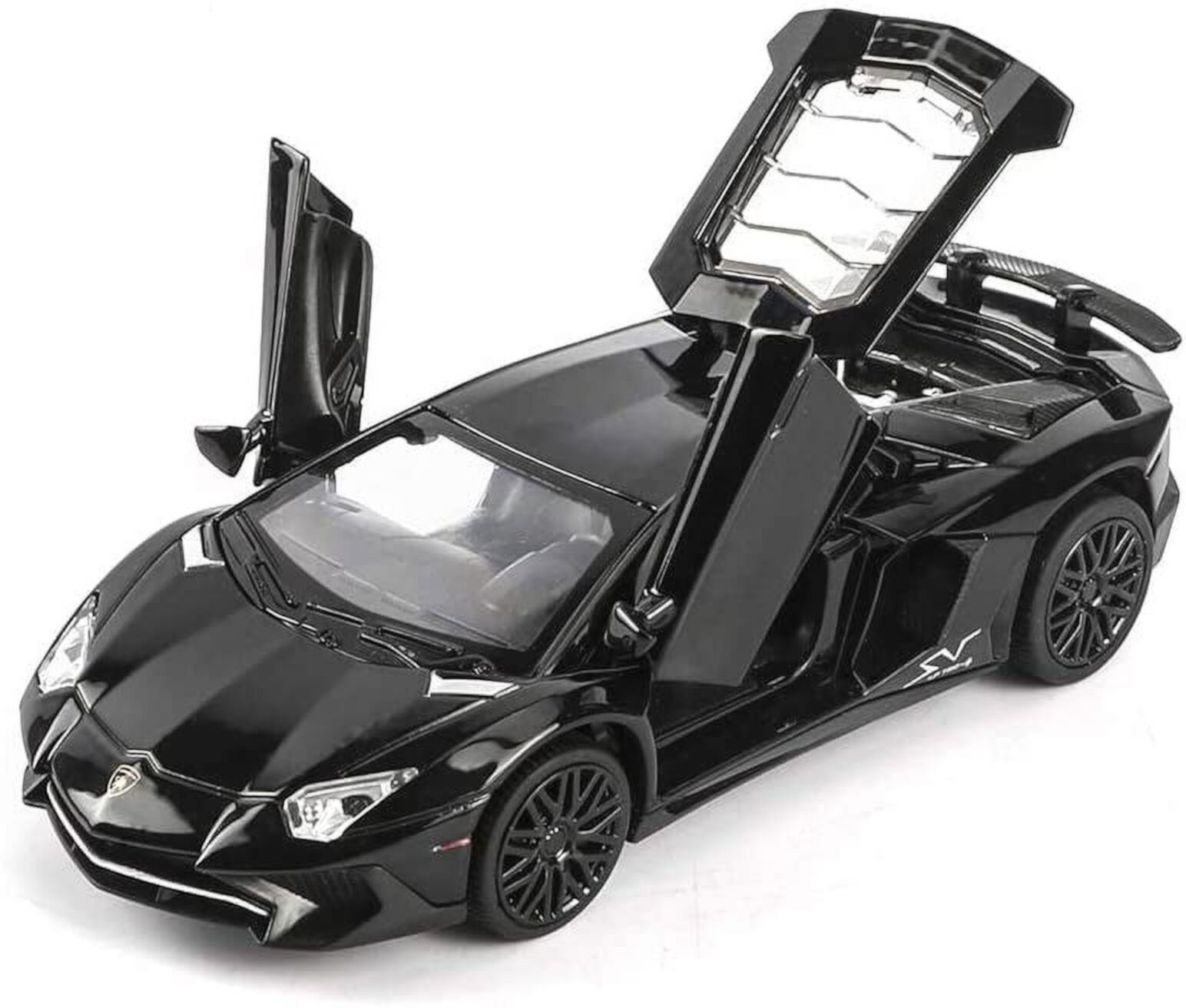 Alloy Collectible Black Lamborghini Toy Vehicle Pull Back Die-Cast Car Model with Lights and Sound Ishantech