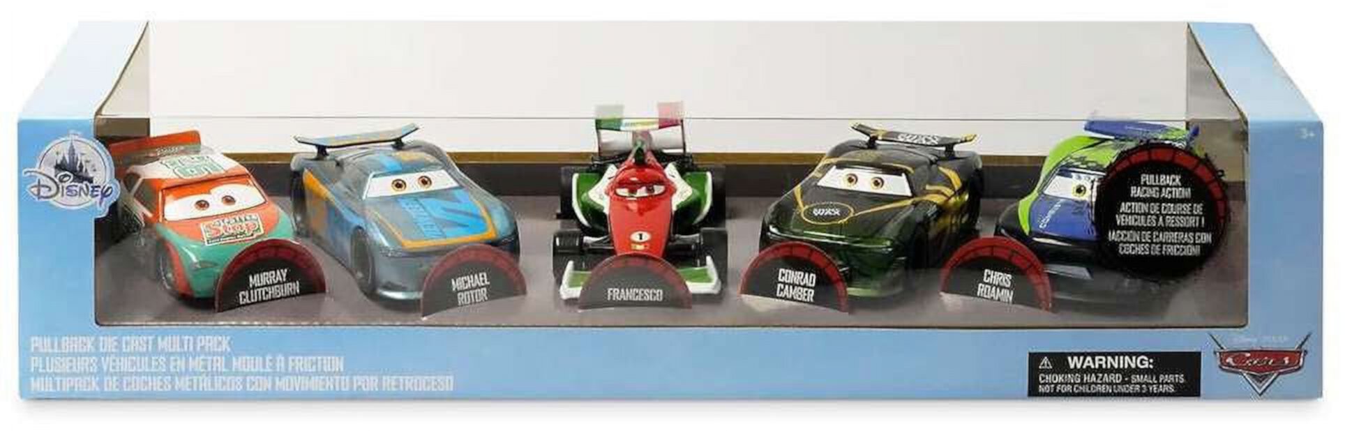 Disney / Pixar Cars Pullback Die Cast Murray Clutchburn, Michael Rotor, Francesco Bernoulli, Conrad Camber & Chris Roamin' Vehicle 5-Pack Disney Pixar