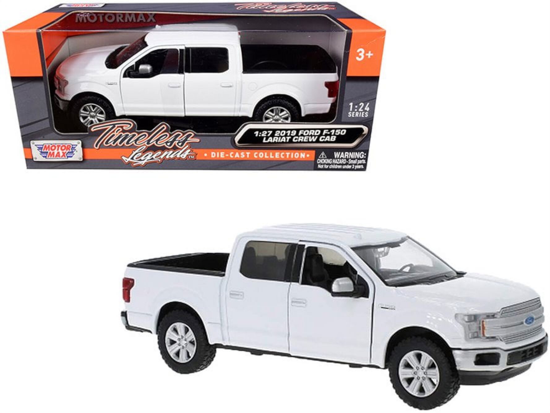 2019 Ford F-150 Lariat Crew Cab Pickup Truck, White - Motor Max 79363WH - 1/27 scale Diecast Model Toy Car MOTORMAX