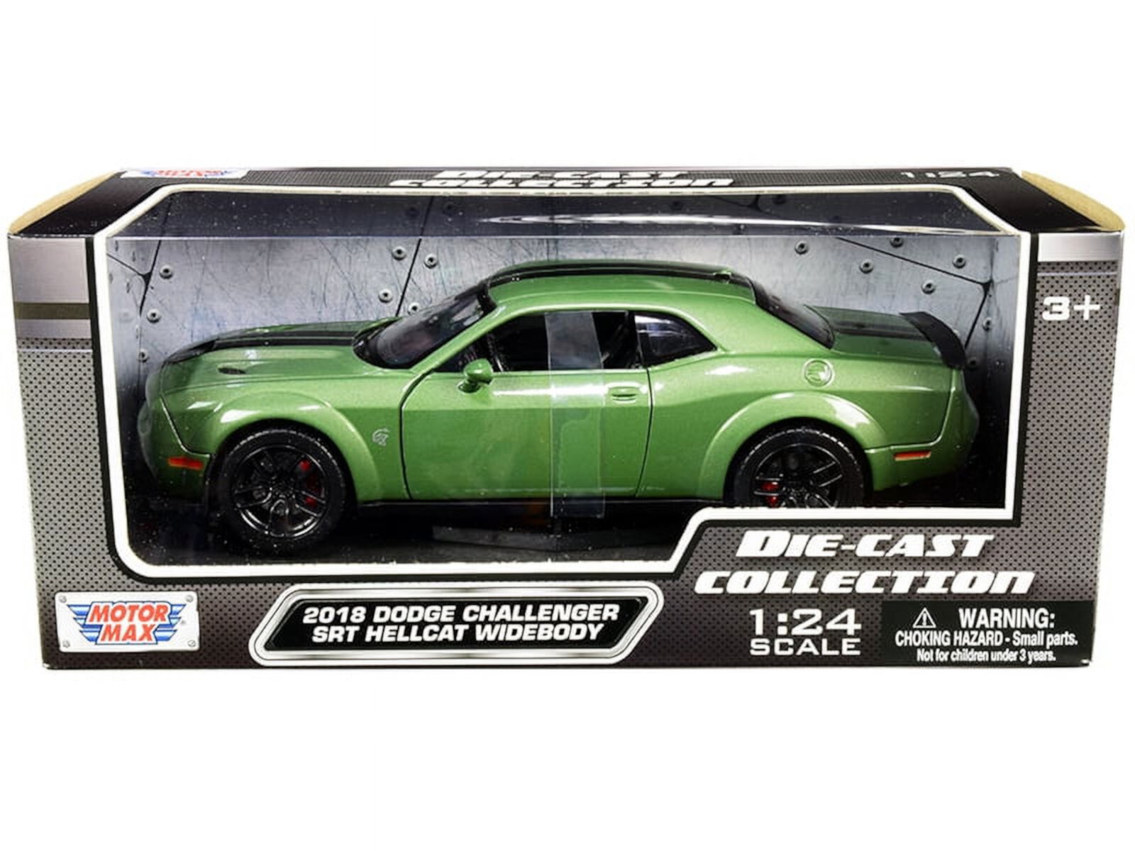 2018 Dodge Challenger SRT Hellcat Widebody, Green - Motor Max 79350GRN - 1/24 scale Diecast Model Toy Car MOTORMAX