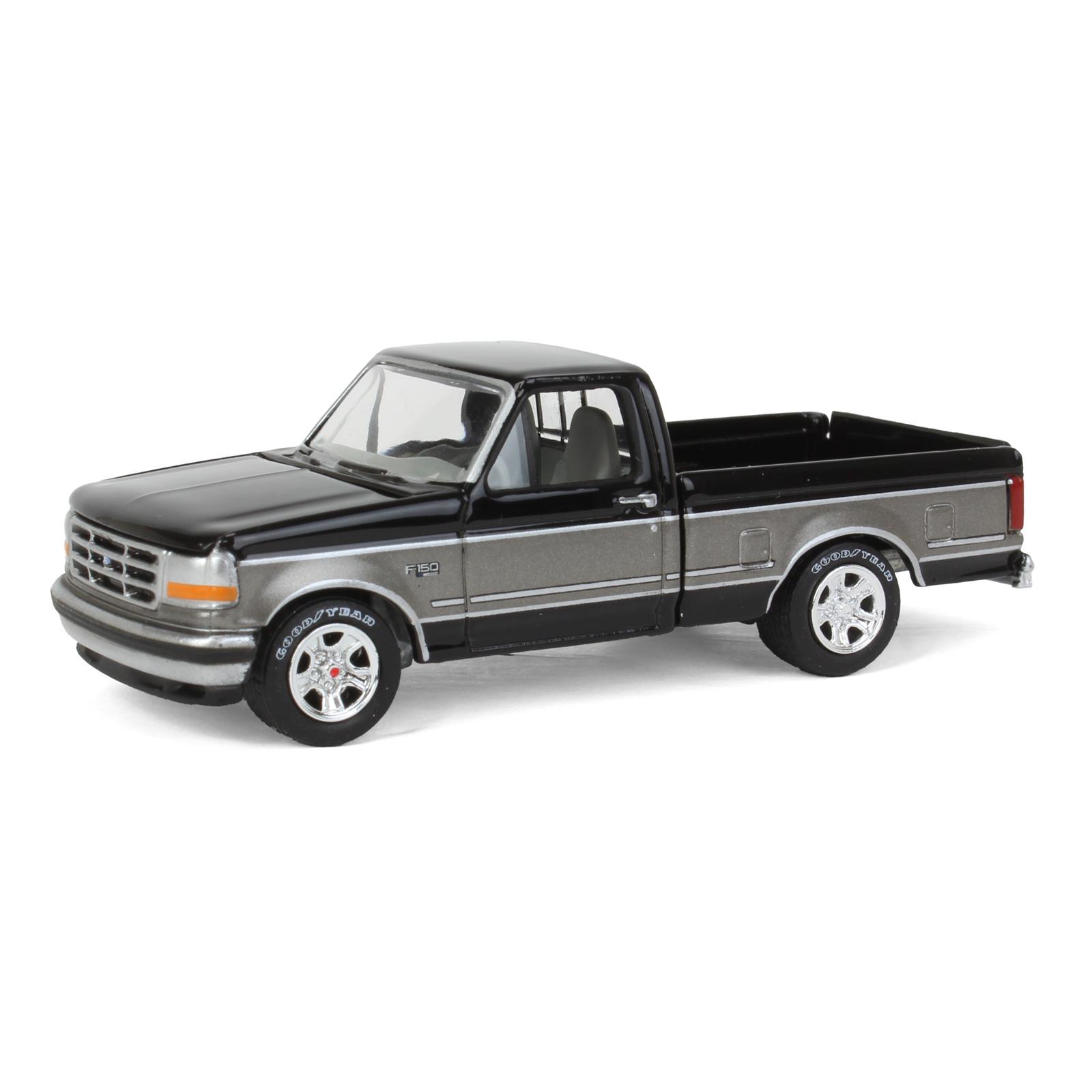 1/64 1995 Ford F-150, Ebony Black w/ Silver LP Diecast Garage Exclusive JLCP7478 Johnny Lightning