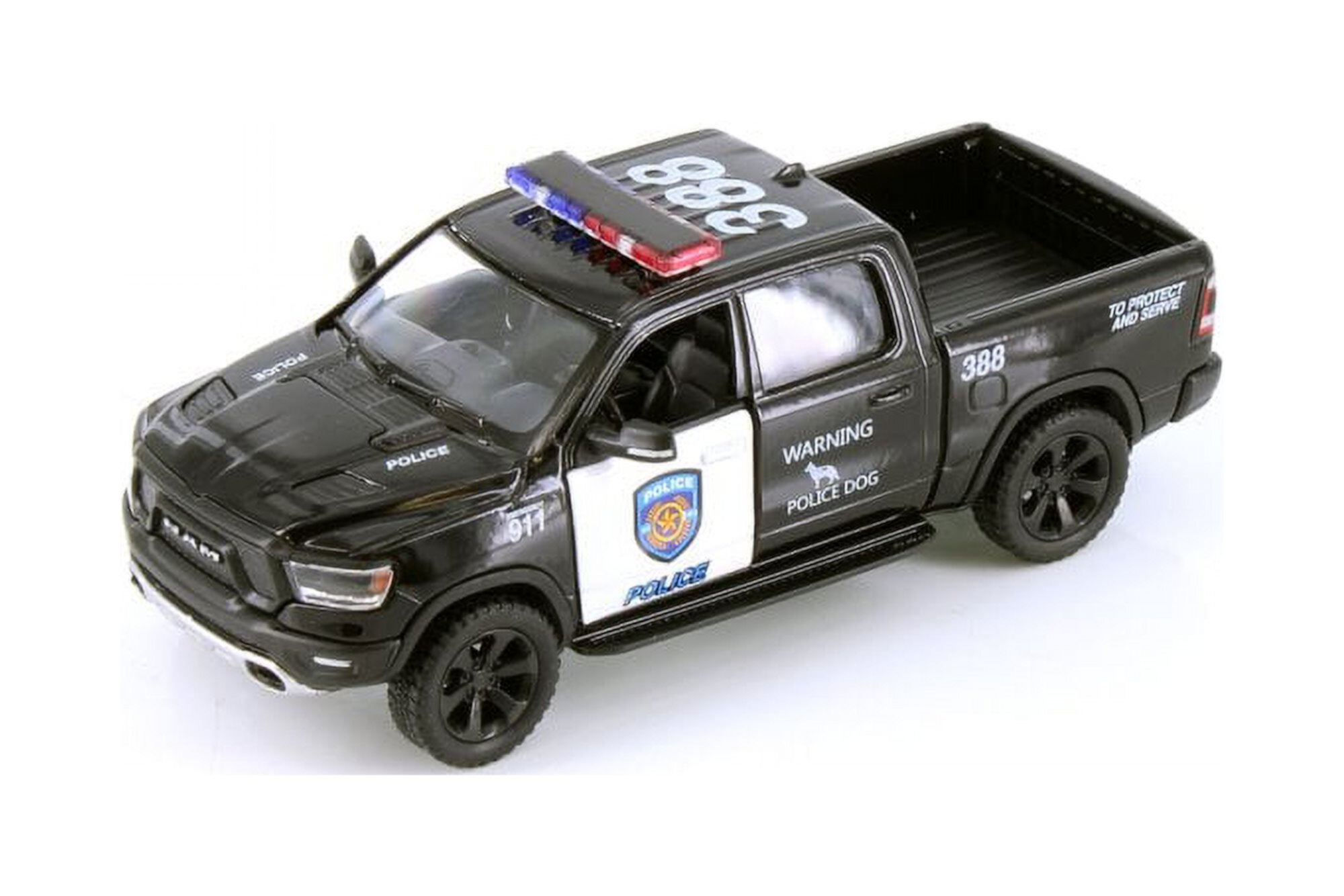 2019 Dodge Ram 1500 Police Pick-Up truck, Black - Kinsmart 5413DP - 1/46 scale Diecast Car KiNSMART