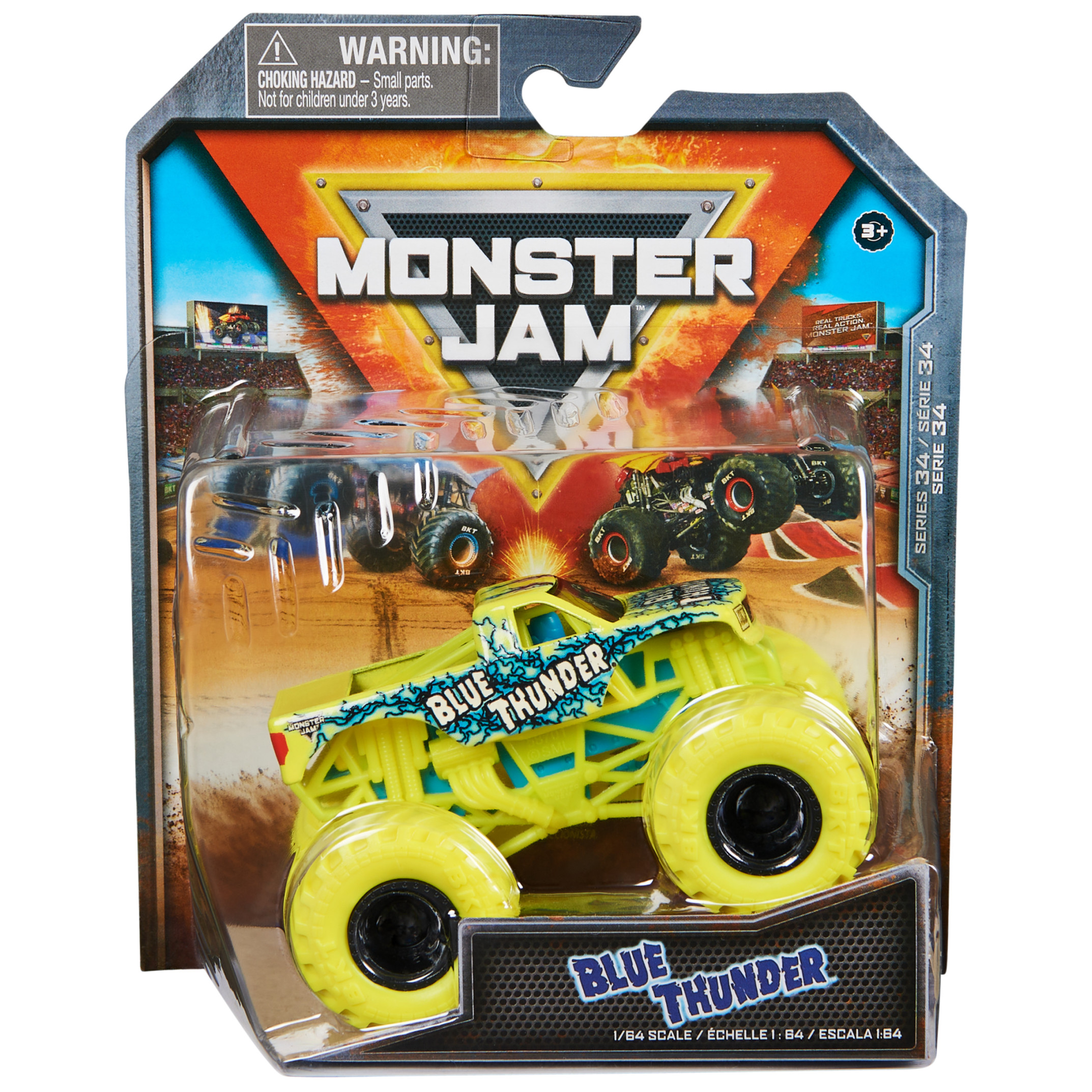 Monster Jam, Official Blue Thunder Monster Truck, Die-Cast Vehicle, 1:64 Scale, Kids Toys for Boys Ages 3 and up Monster Jam