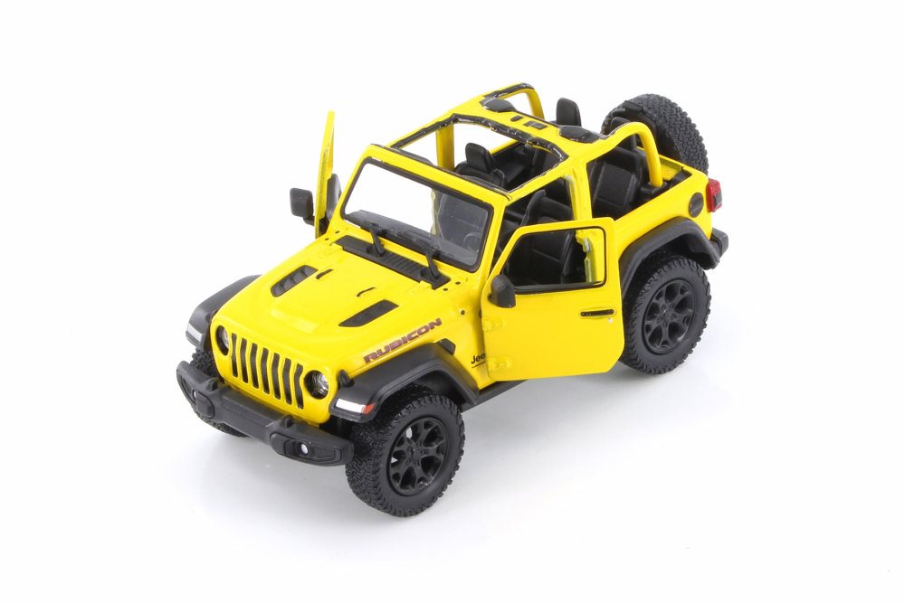 2018 Jeep Wrangler Rubion Open Top, Yellow - Kinsmart 5412DAB - 1/34 scale Diecast Model Toy Car (Brand New but NO BOX) KiNSMART