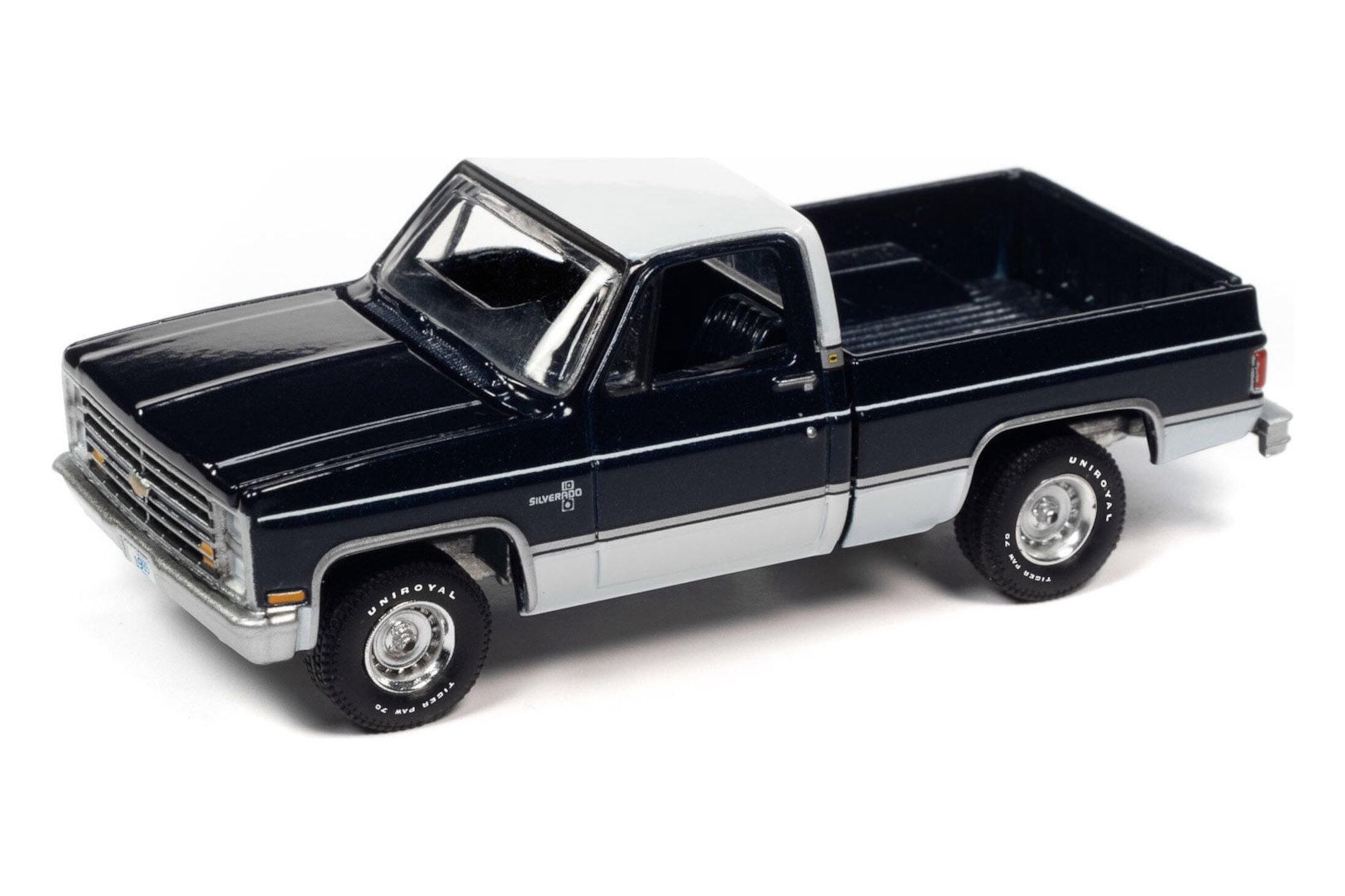 1985 Chevy Silverado Pickup Truck - модель автомобиля, темно-синий, 1/64, металлический корпус Auto World