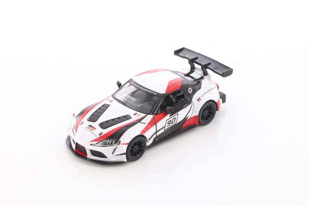 Toyota GR Supra Racing Concept Hardtop with Decals, White - Kinsmart 5421DF - 1/36 scale Diecast Model Toy Car KiNSMART