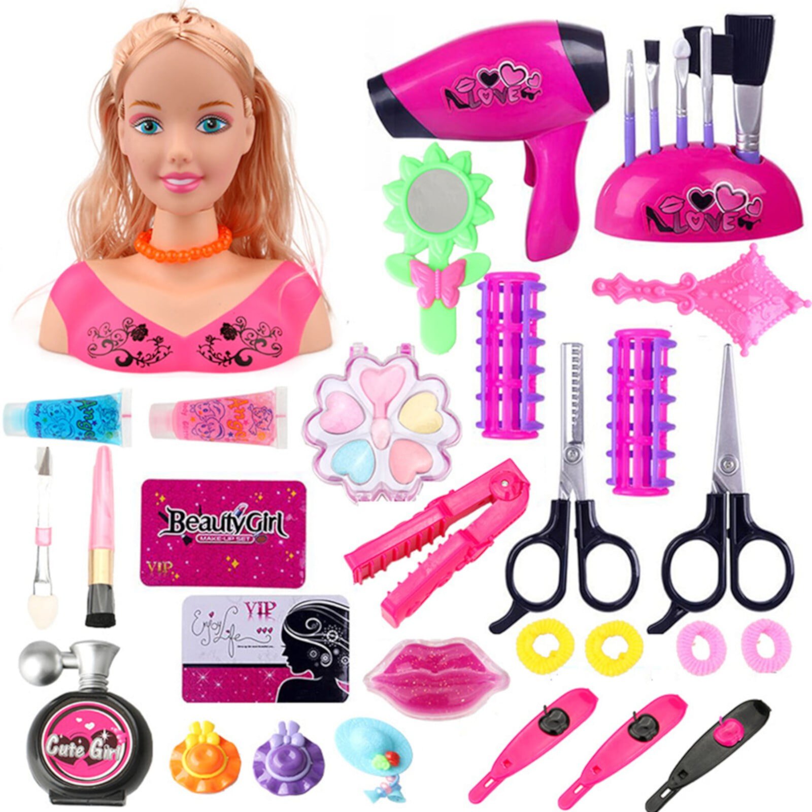 Todays Daily Deals Clearance Pesoncarl Doll Head For Hair Styling Doll Head For Girls Hair Styling Deluxe Hairstyle Hair Makeup Doll Toys Hairdresser Pretend Play Game Hair Styling Head Kit Langlia