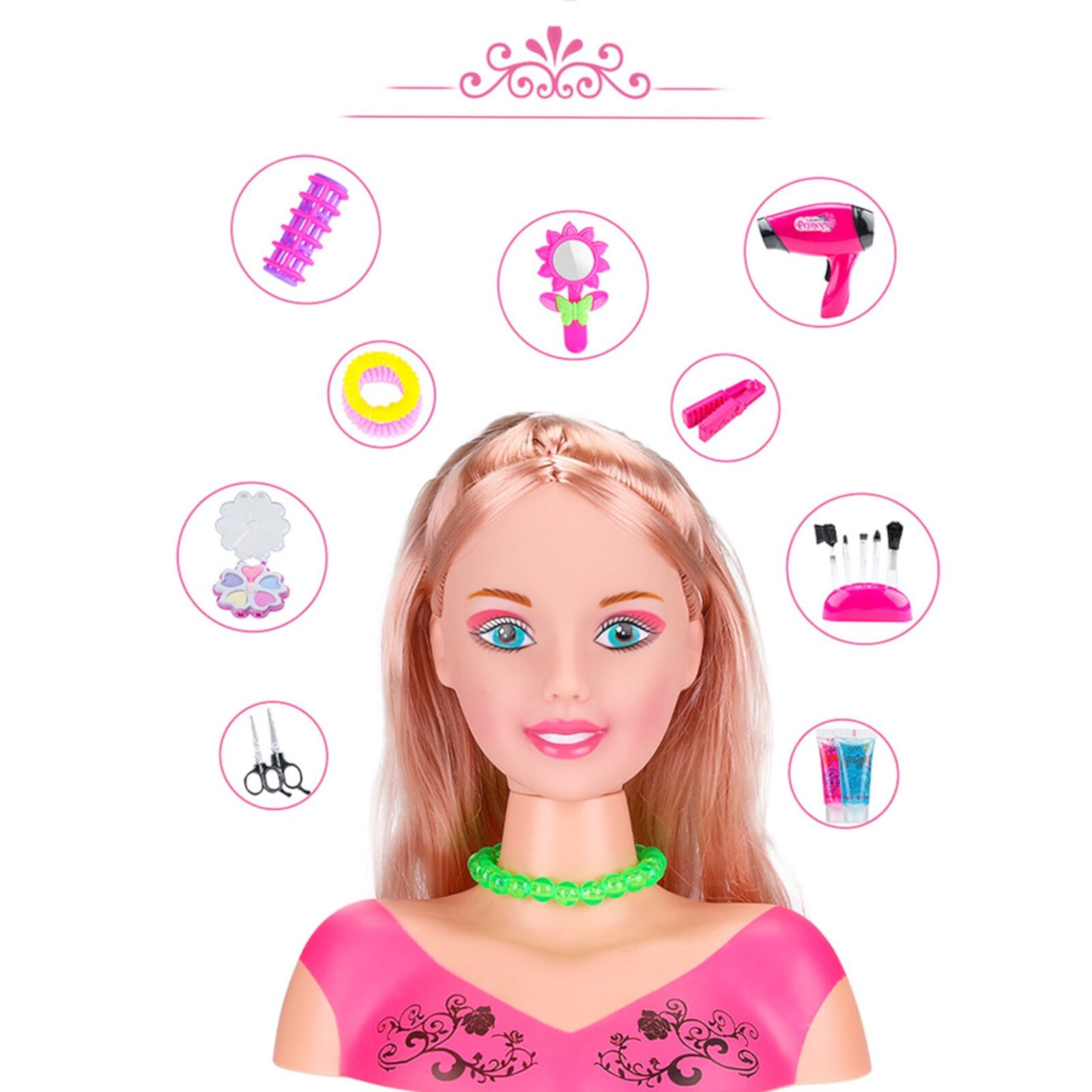 Christmas Gifts for Kids Toys Clearance Styling Head Doll for Girls' Hair and Makeup Practice With Accessories and Hair Dryer Toys Clearance