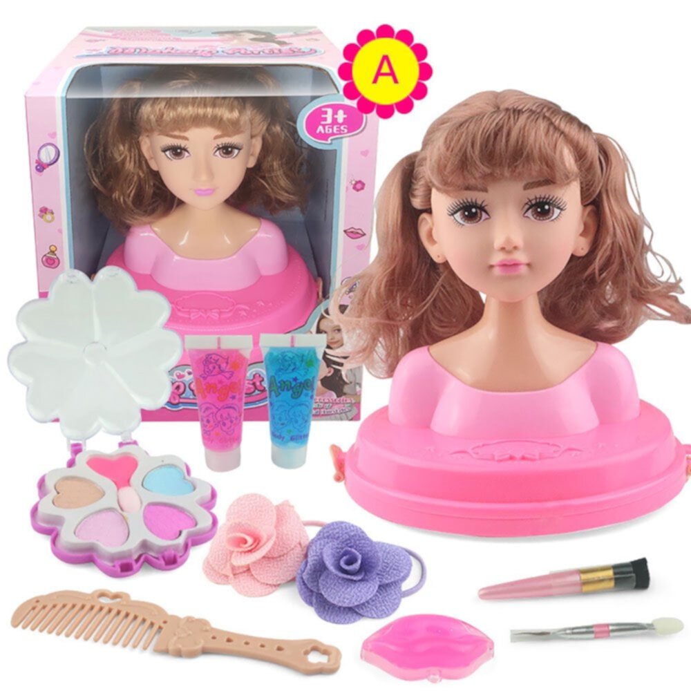 AMERTEER Makeup Comb Hair Toy Doll Kids Dolls Styling Head Vanity Set Pretend Play Princess Dressing Toys for Girls 3-6 Years Ideal Present Amerteer