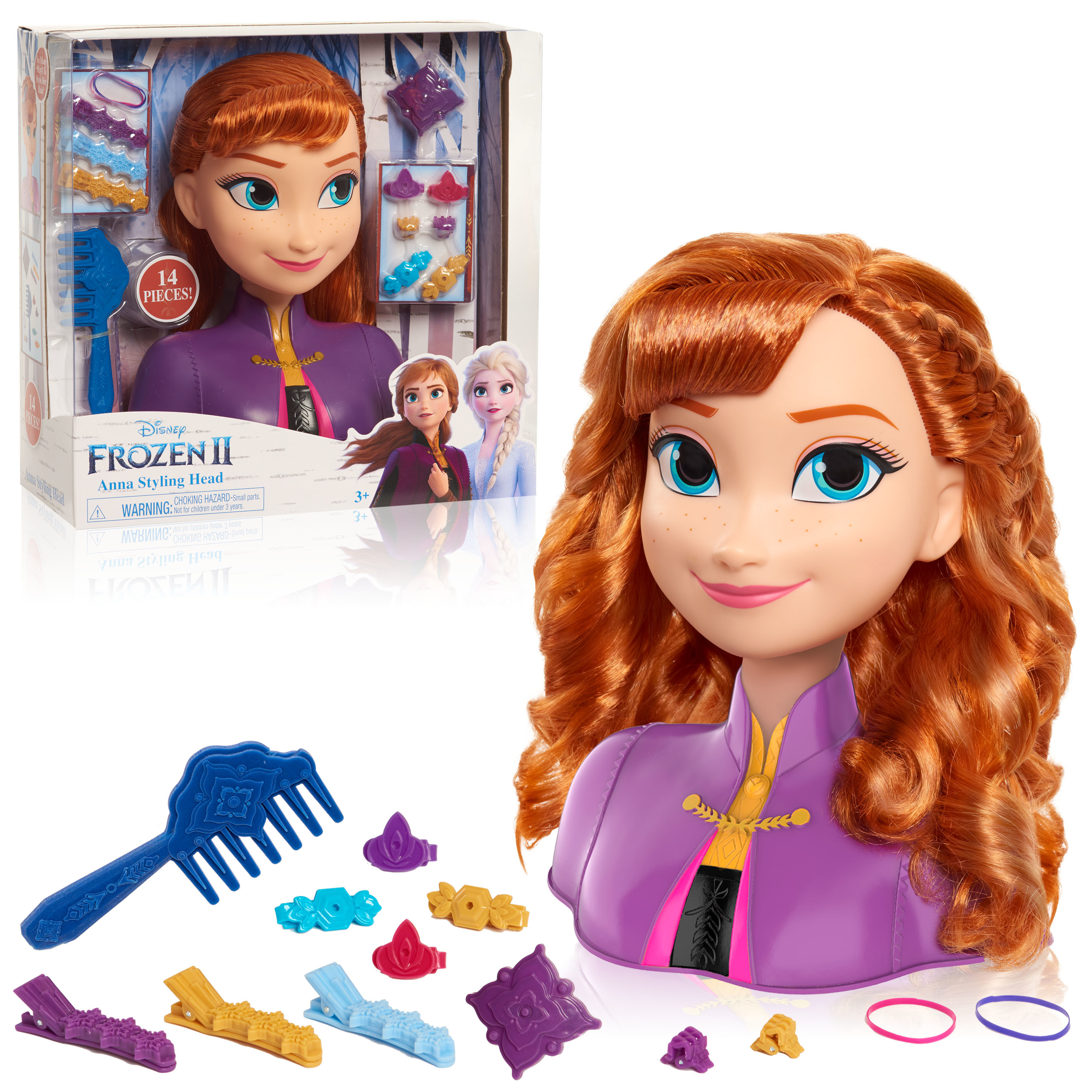 Disney’S Frozen 2 Anna 7.5-inch Styling Head, 14-Pieces, Officially Licensed Kids Toys for Ages 3 Up, Gifts and Presents Disney Frozen