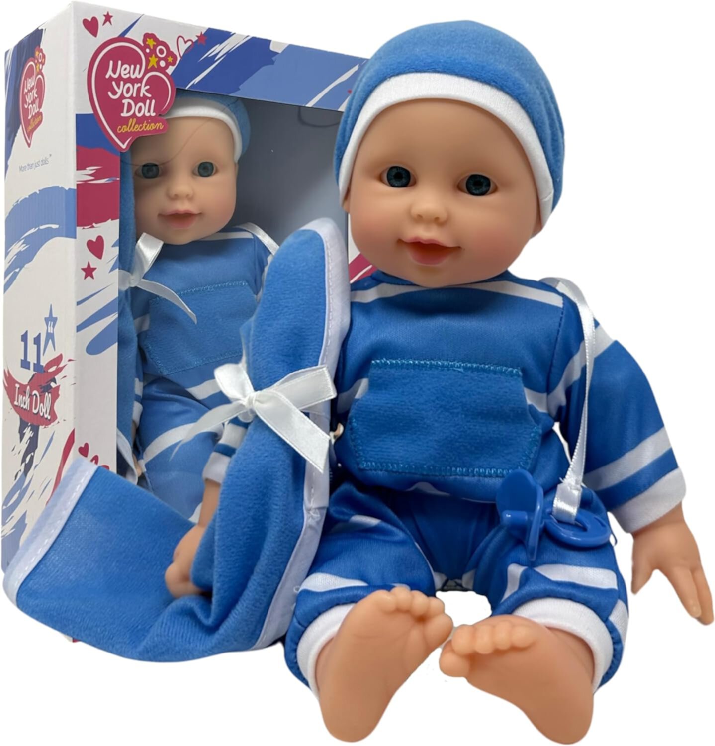 11 inch Soft Body Doll in Gift Box - 11" Baby Doll (Boy) The New York Doll Collection