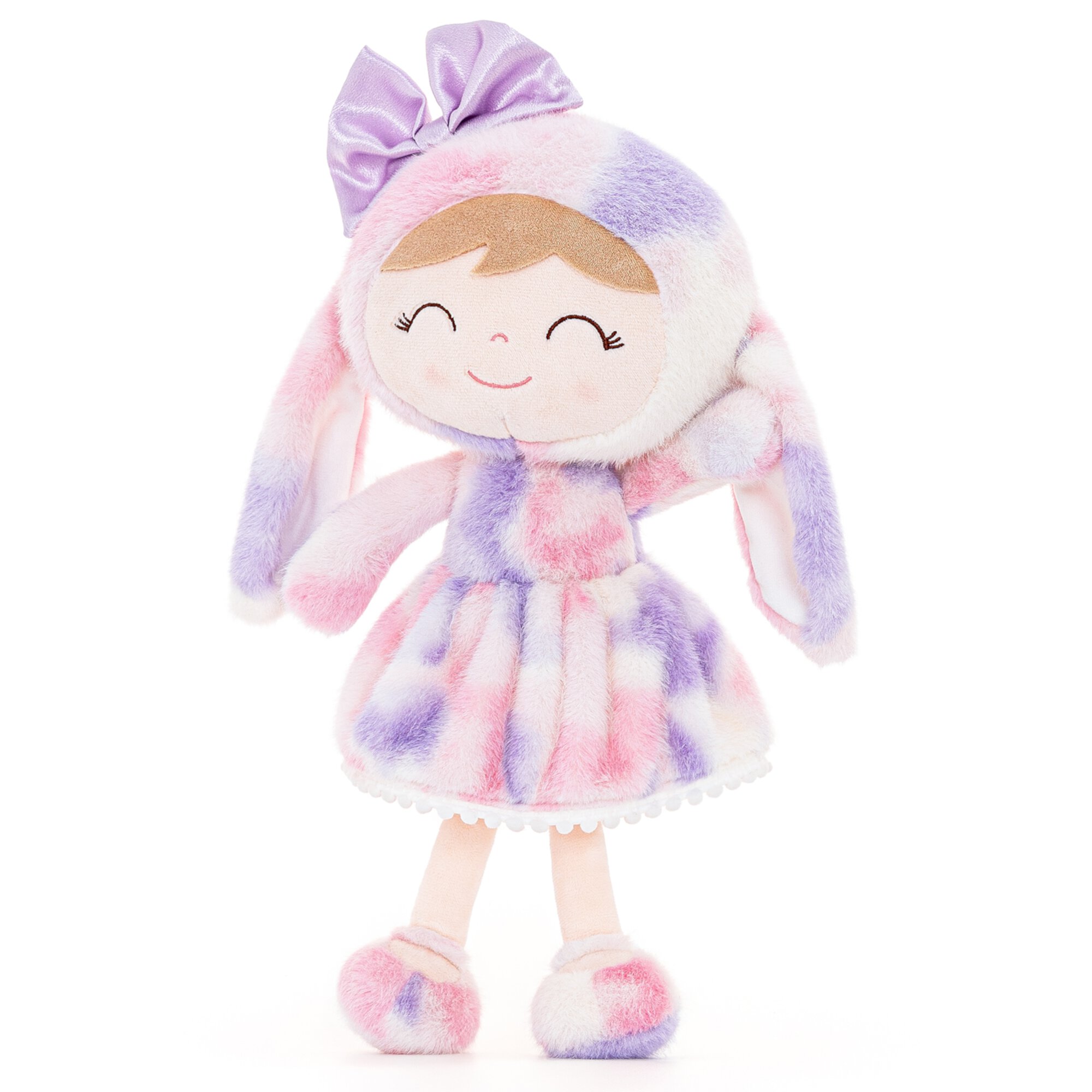 Gloveleya Easter Bunny Gift Baby Girl Gift Plush Bunny Dolls First Baby Doll Toddlers Rabbit Toy Bunny Gifts for Girl Tie-Dye Purple 12 Inches Gloveleya