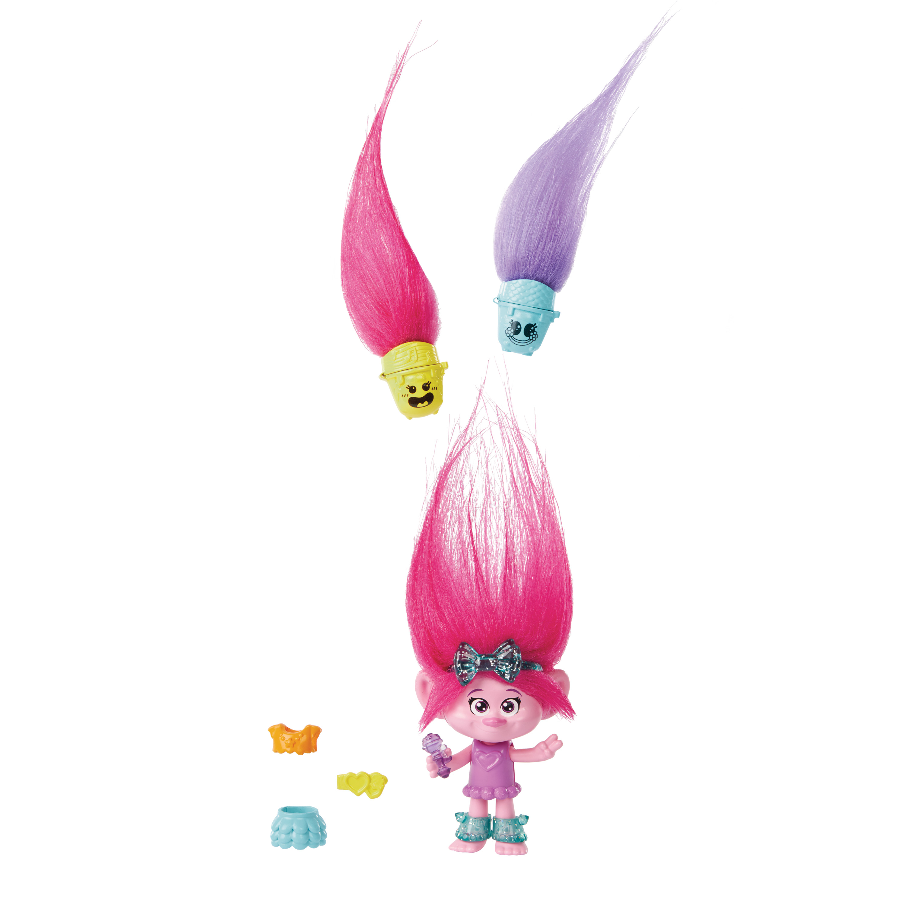 DreamWorks Trolls Band Together Hair Pops Queen Poppy Small Doll & Accessories, Toys Inspired by the Movie Trolls