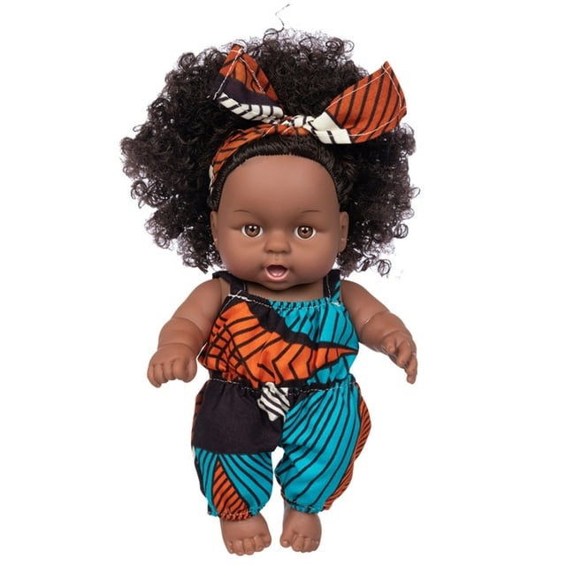 Elainilye 8" Realistic baby Girl Doll Toy African-american Silicone Baby Doll for Toddlers 1-3 Clearance! Elainilye