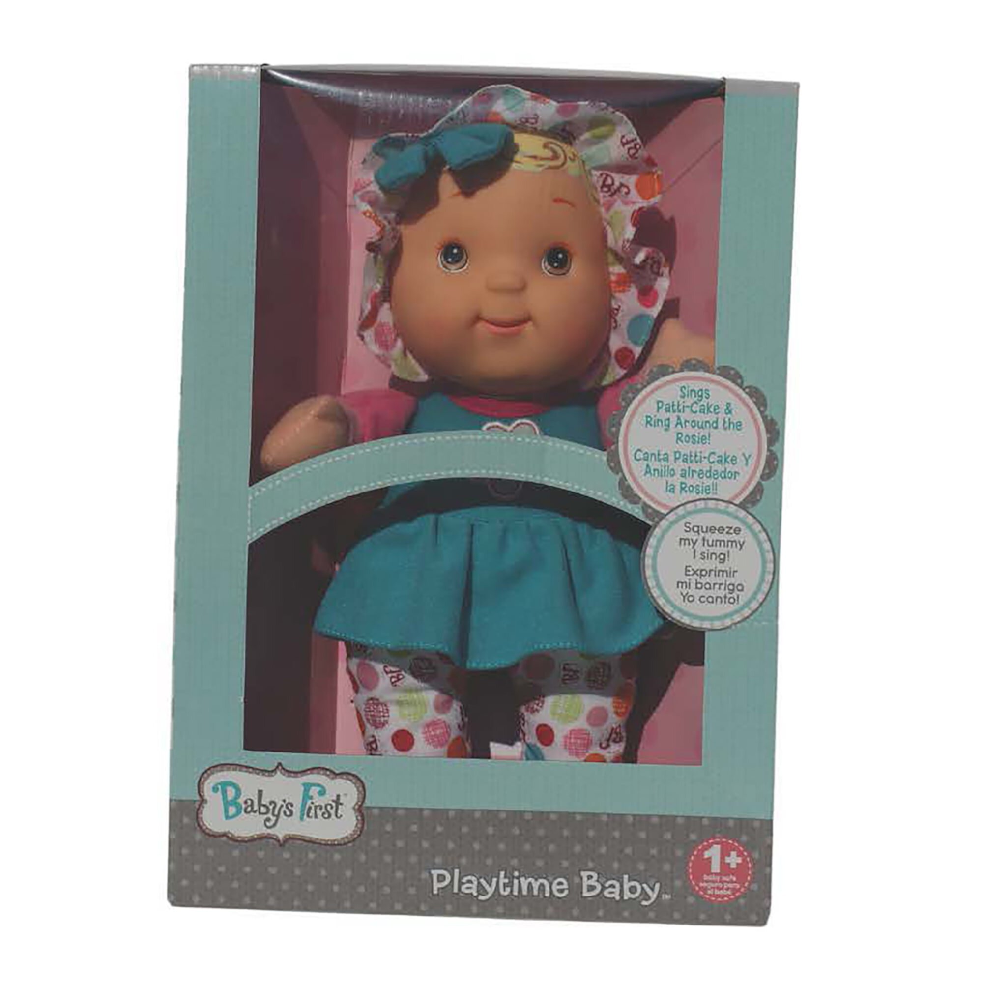 Goldberger Baby's First 12" Soft Body Playtime Baby Doll with Bi-Lingual Sound Module (English-Spanish) Baby's First