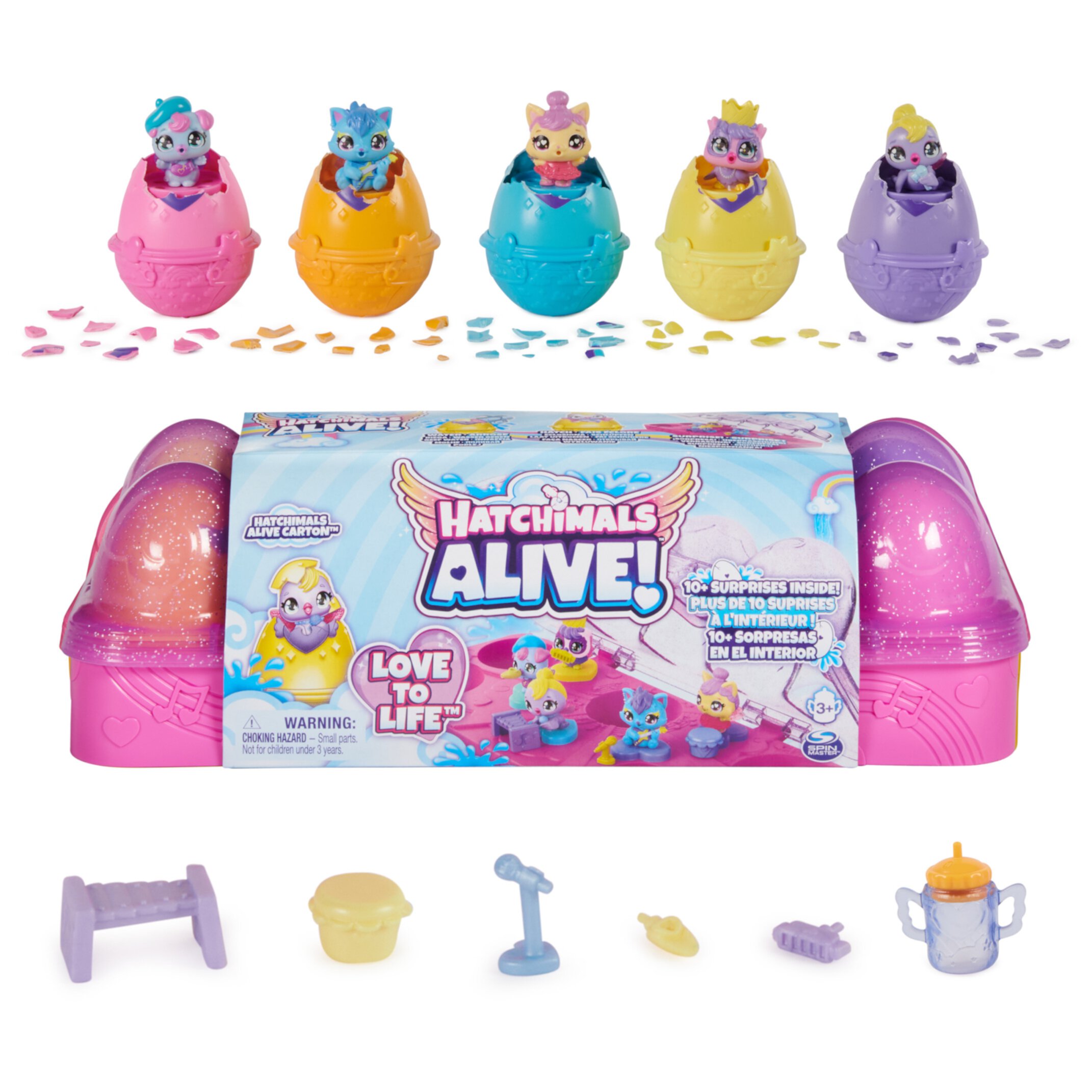 Hatchimals Alive Carton with 5 Self-Hatching Eggs, 11 Accessories Hatchimals