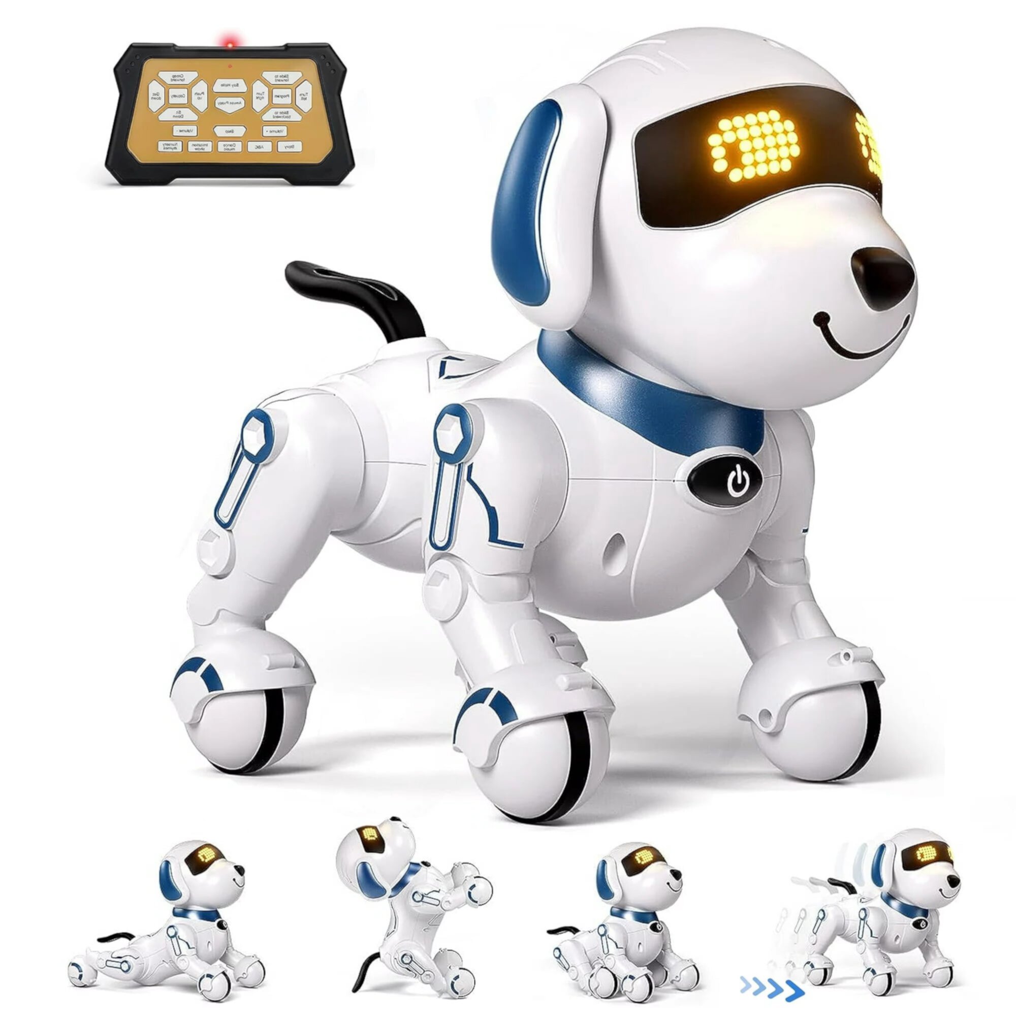 Kid Odyssey Robot Dog, Smart Programmable RC Electronic Pet Puppy with Early Education Function, White/Blue Kid Odyssey