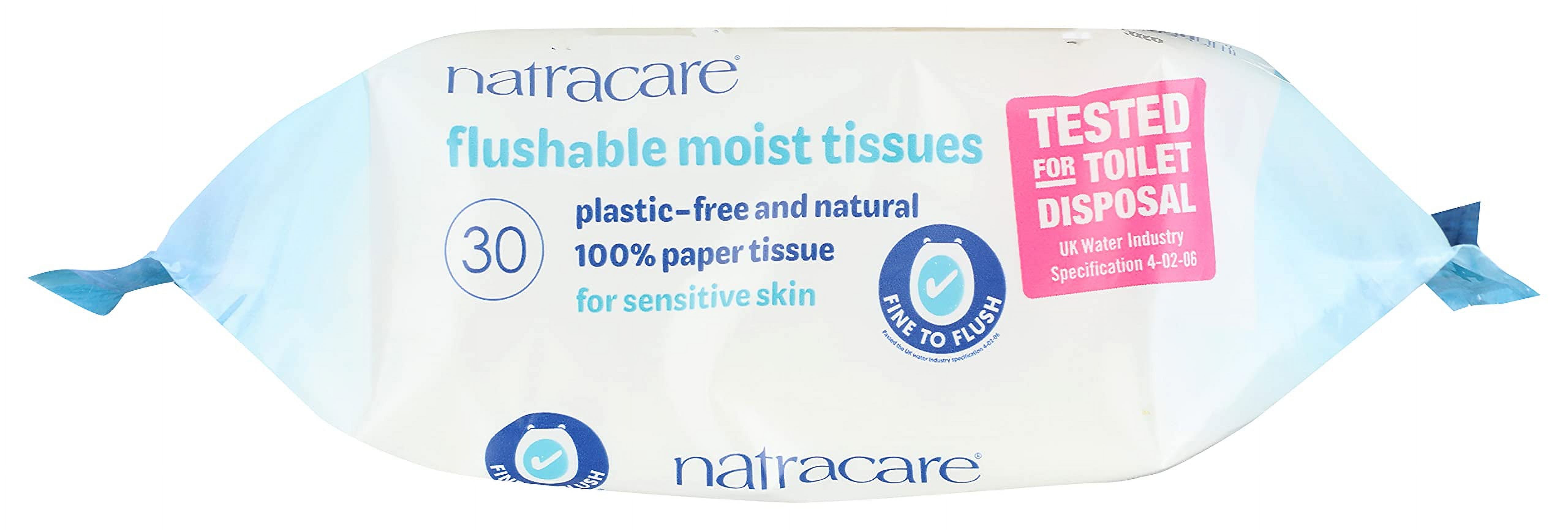 Natracare Safe to Flush Moist HYZ01 Tissues, Made of 100% paper and an Organic and Natural formula with Aloe Vera and Witch Hazel, Sewer Safe, Flushable Wipes (480 Count) Natracare