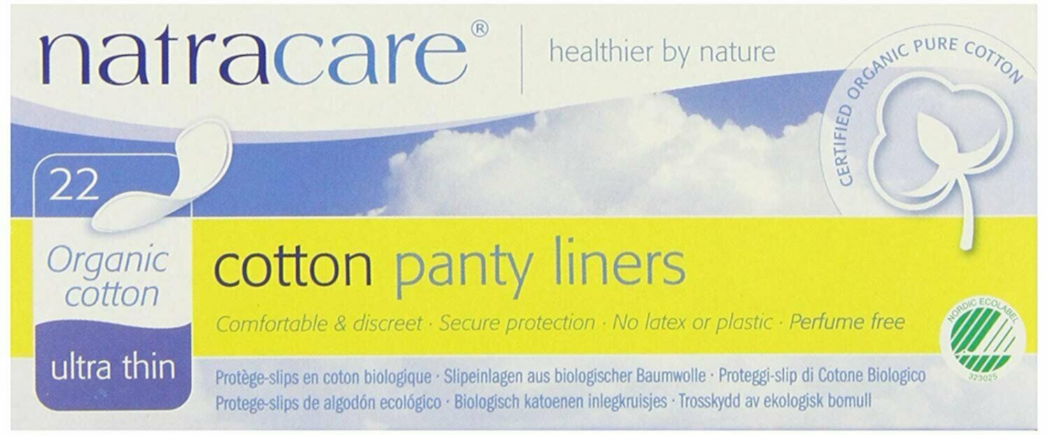 Natracare Panty Liners Organic Cotton Discreet Ultra Thin, 22C, 6-Pack Natracare