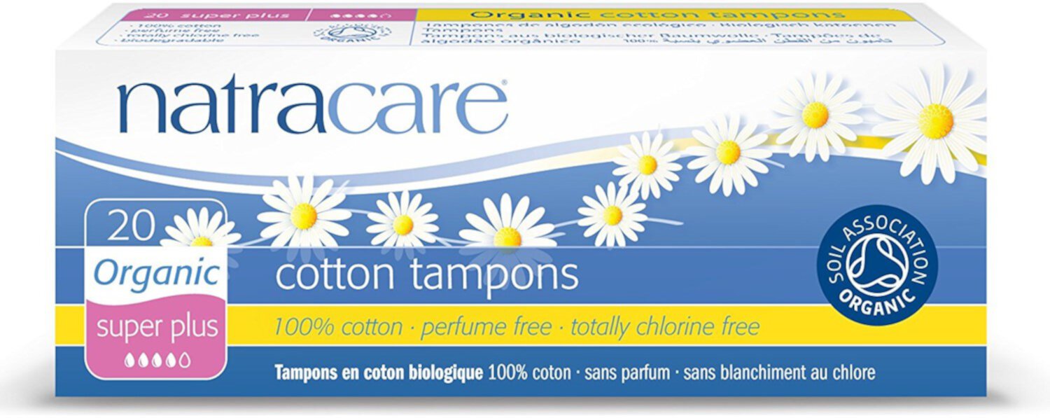 Natracare Organic Cotton Tampons, Super Plus 20 ea (Pack of 3) Natracare