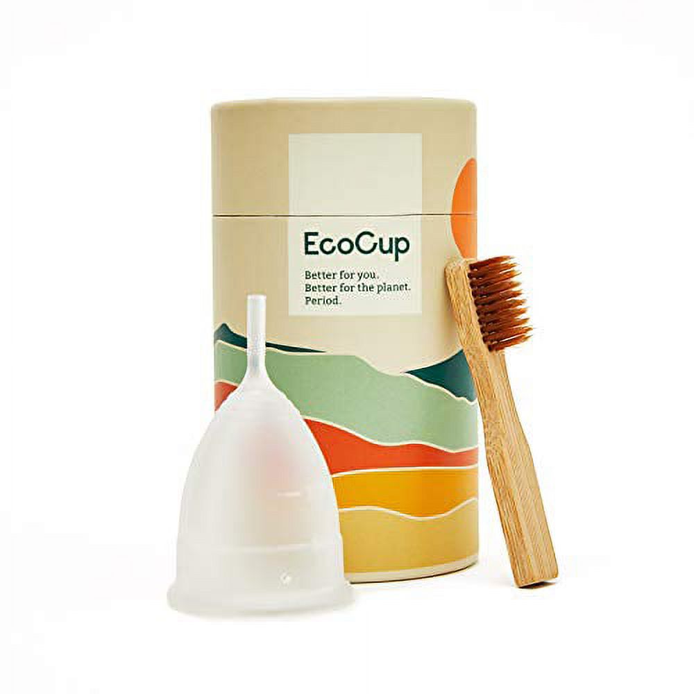 EcoCup Menstrual Cup - Soft Reusable Period Cup - Eco-Friendly - 12hr Wear - Includes Cup Cleaning Bamboo Brush - Tampon and Pad Alternative Menstrual Cups, 3 Piece Sets EcoCup