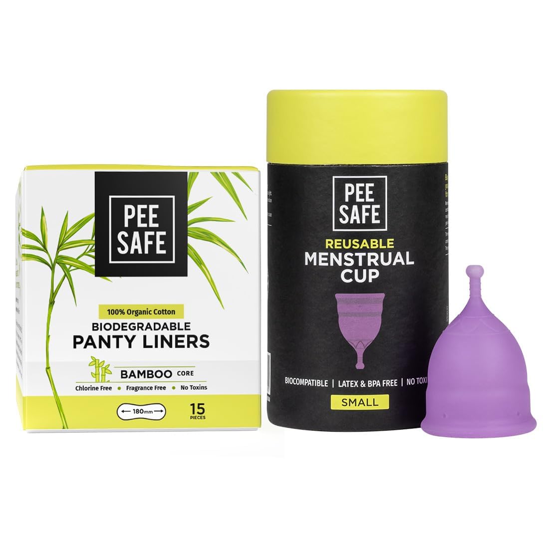 Peesafe Menstrual Cup (Small) & Bio Panty Liners For Women|100% Biodegradable Panty Liners And Fda Approved Silicone Menstrual Cup Gives You Extra Comfort And Long Lastin Pee Safe