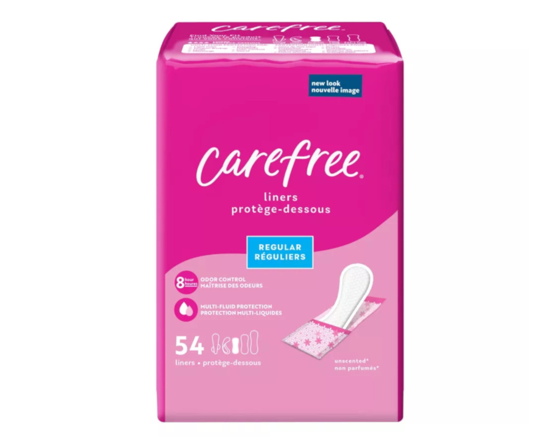 CAREFREE Acti-Fresh Body Shape Regular To Go Pantiliners, Unscented 54 ea (Pack of 2) Carefree