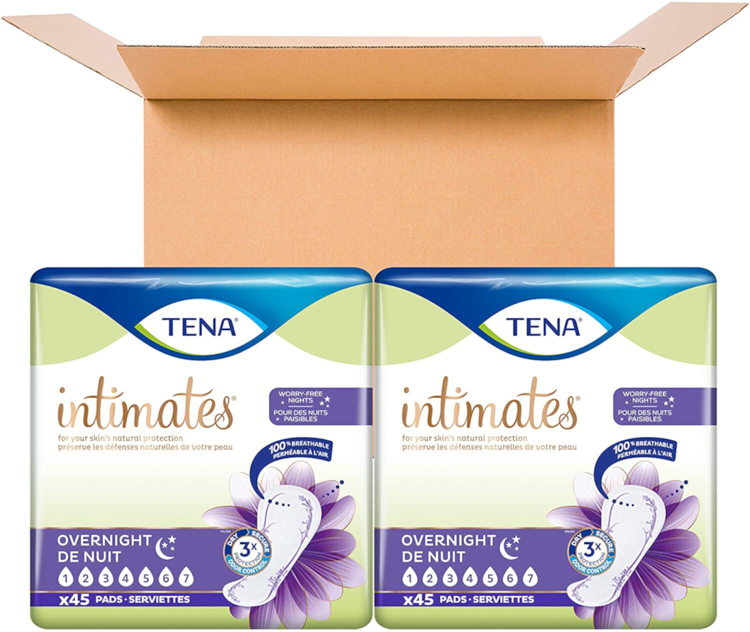 TENA Female Absorbent Discreet Incontinence & Bladder Control Pads, Overnight, 90 Count Tena