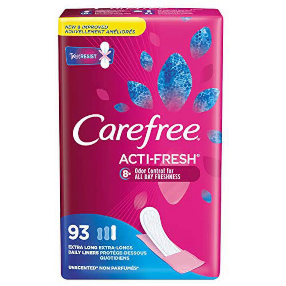 Carefree Acti-Fresh Body Shape Pantiliners Extra Long Unscented - 93 Count Carefree