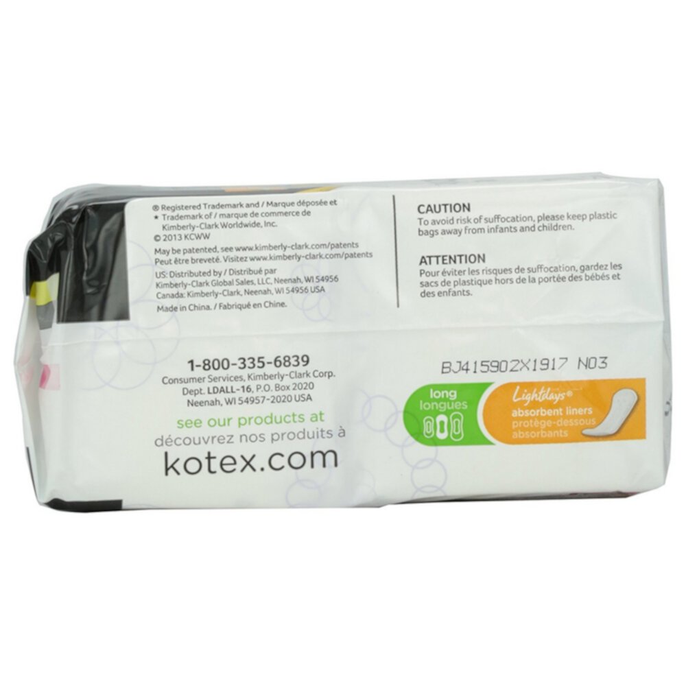 U by Kotex Lightdays Liner, Long, 16 ea Kotex