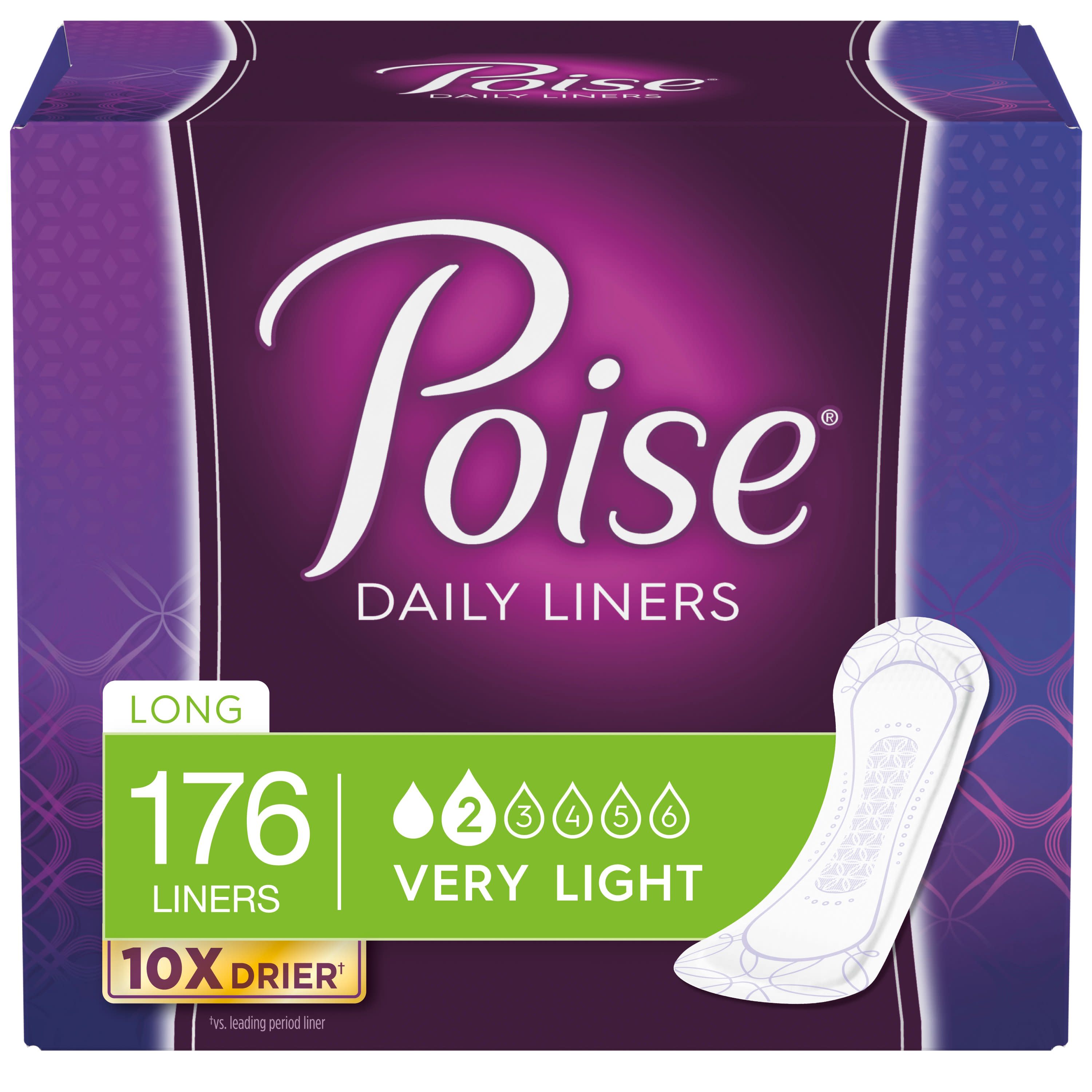 Poise Daily Liners Women's Very Light - Long Postpartum Incontinence Liners, 176 Count Visit the Poise Store