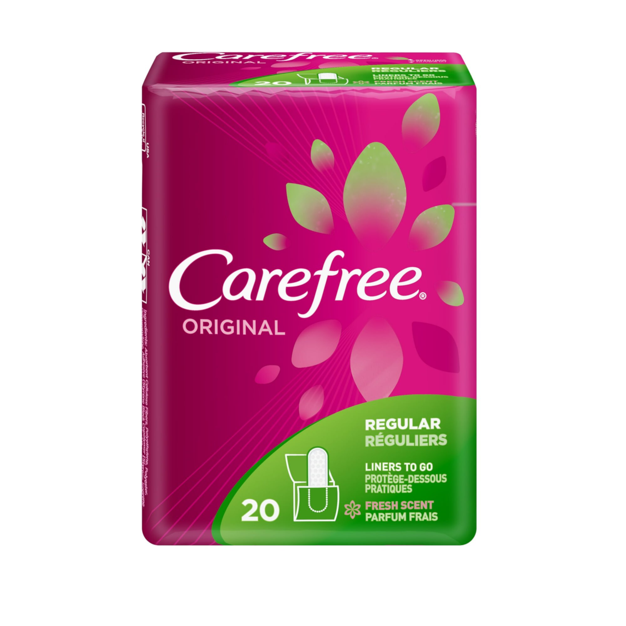 CAREFREE Original Regular To Go Pantiliners, Fresh Scent 20 ea (Pack of 3) N/A