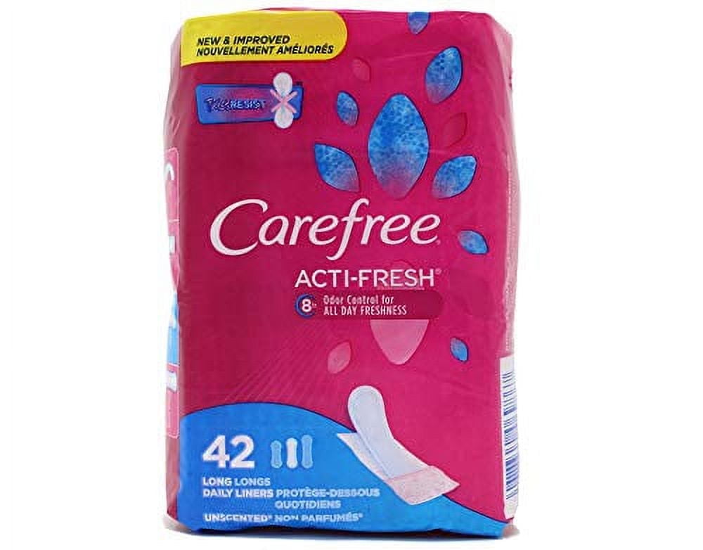 Carefree Acti-Fresh Body Shape Pantiliners Long To Go Unscented Liners, 42 Count Carefree