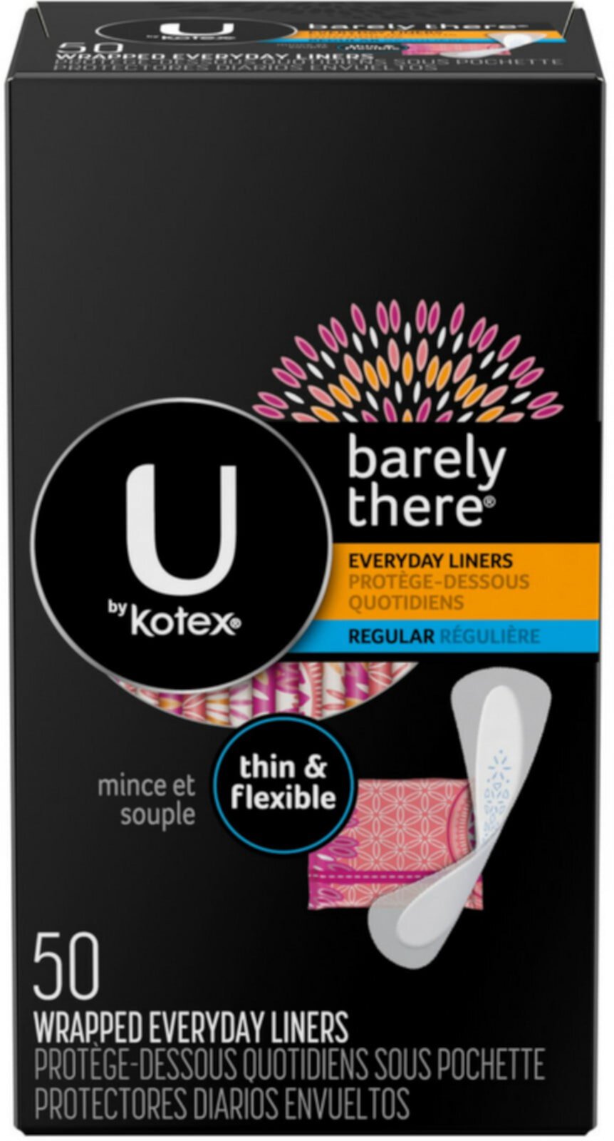 (2 pack) U by Kotex Barely There Everyday Liners, Regular, 50 Ct, 2 Pack Kotex