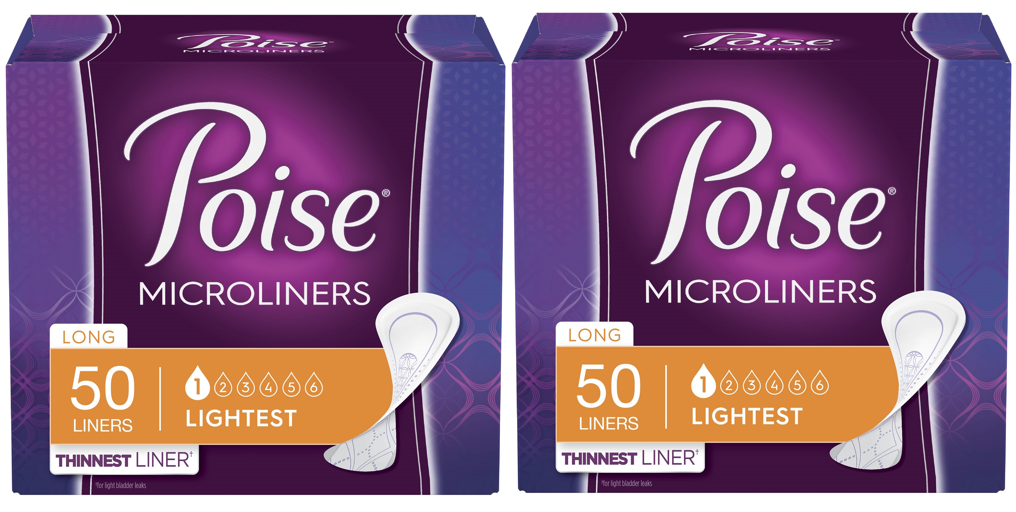 Poise Daily Incontinence Microliners for Women, Long, 50 Ct - 2 Pack Visit the Poise Store