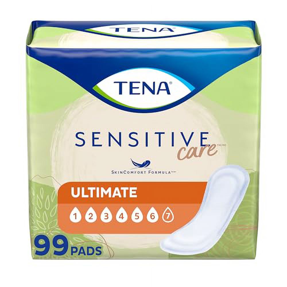 TENA Incontinence Pads, Bladder Control & Postpartum for Women, Ultimate Absorbency, Regular Length, Intimates - 99 Count Tena