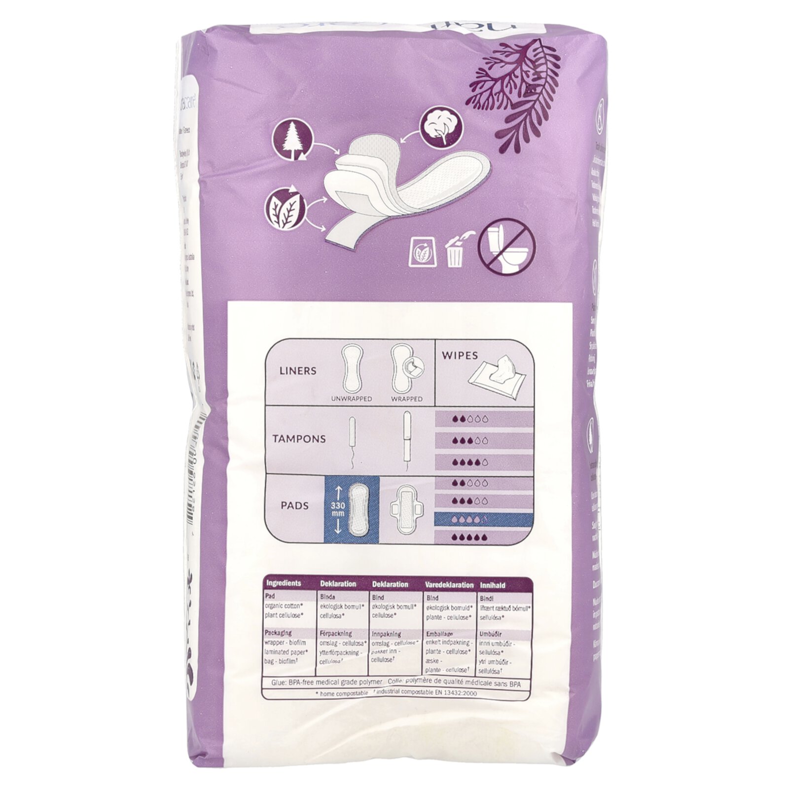 Natracare Organic Cotton Natural Feminine Night Time Maxi Pads, Long 10 ea Natracare