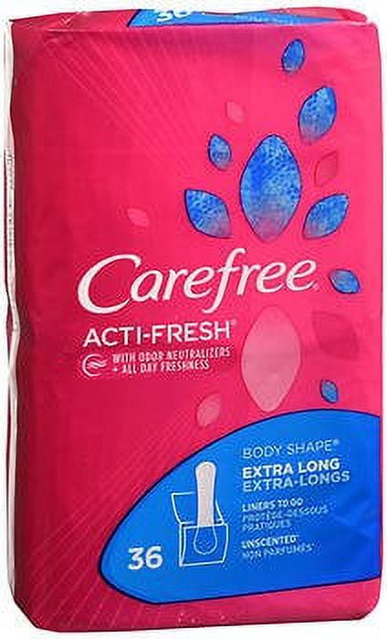 Carefree Regular Panty Liners, Extra Long, Unscented, 8 Hour Odor Control, 36 Ct Carefree