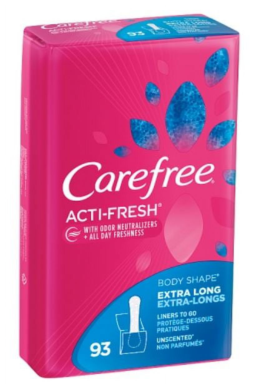 Carefree Body Shape Extra Long Unscented Pantiliners, 93ct Carefree