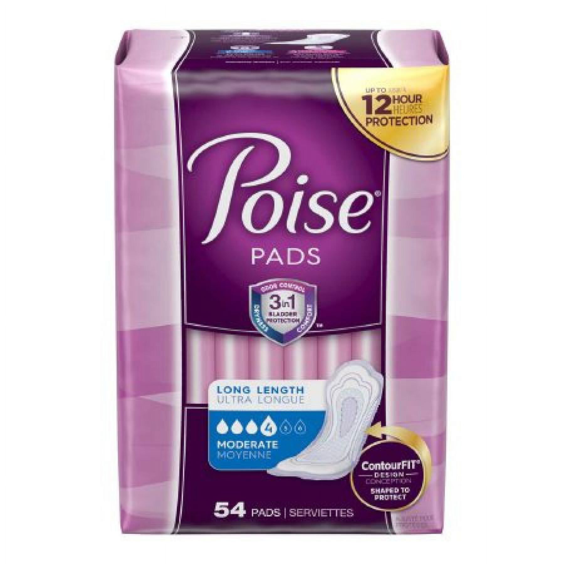 Poise Pads, Moderate Absorbency, One Size Fits Most (12.20 Inch Length), 54 Count Visit the Poise Store