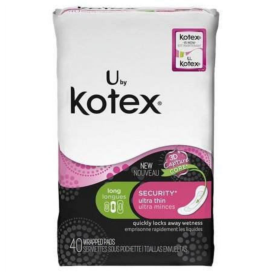 U by Kotex Security Ultra Thin Pads, Long, Unscented, 40 Count (Pack of 14) Kotex