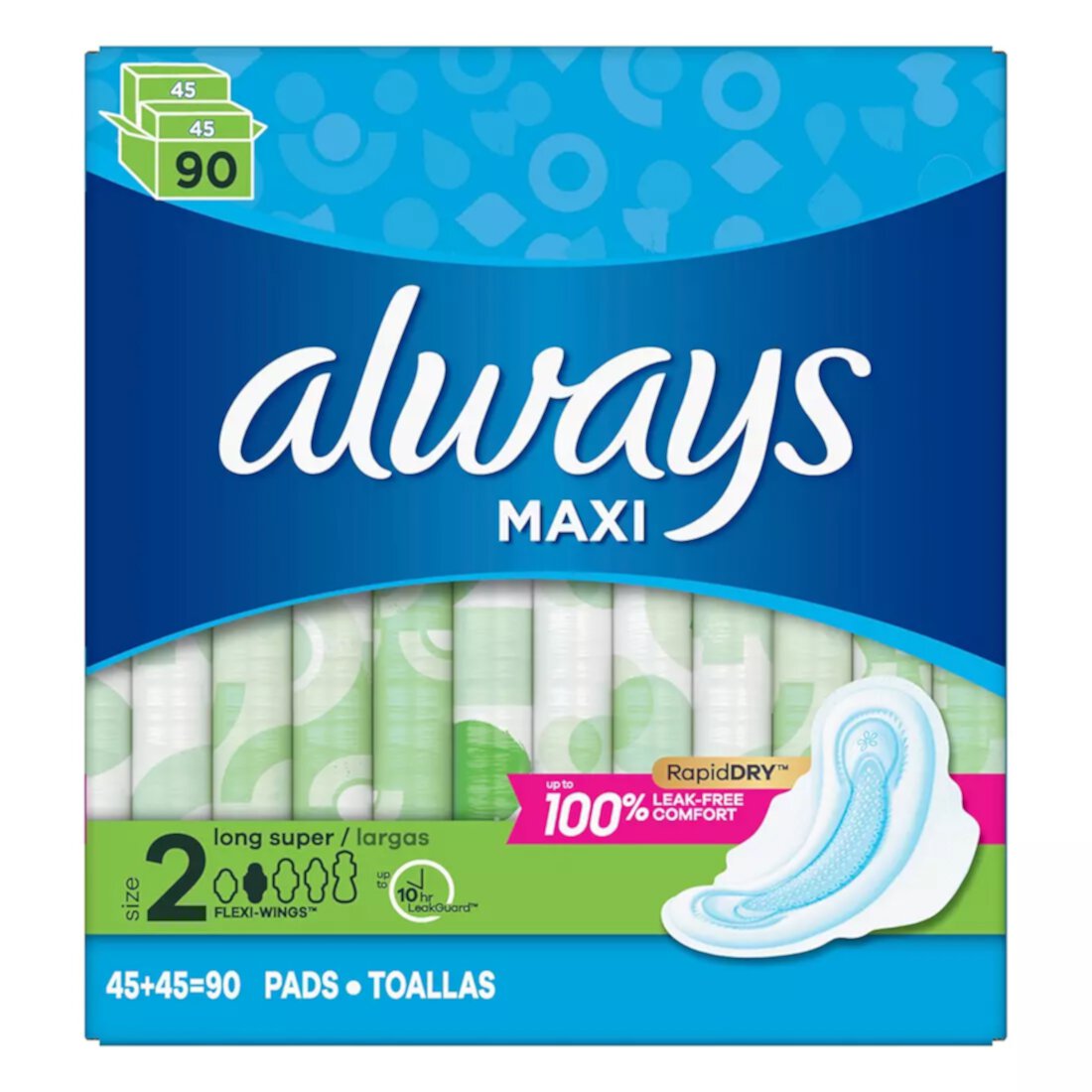 Always Long and Super Maxi Pads with Flexi-Wings Multi Pack, 90 Ct. Visit the Always Store