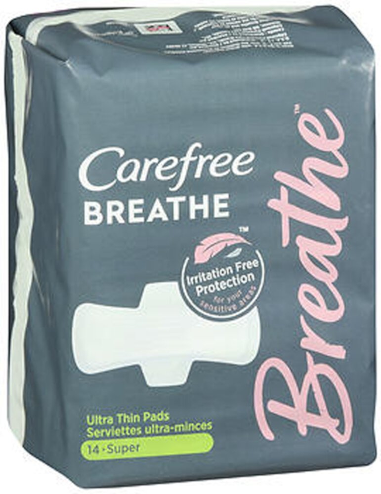 Carefree Breathe Ultra Thin Pads Super - 14 Liners Carefree