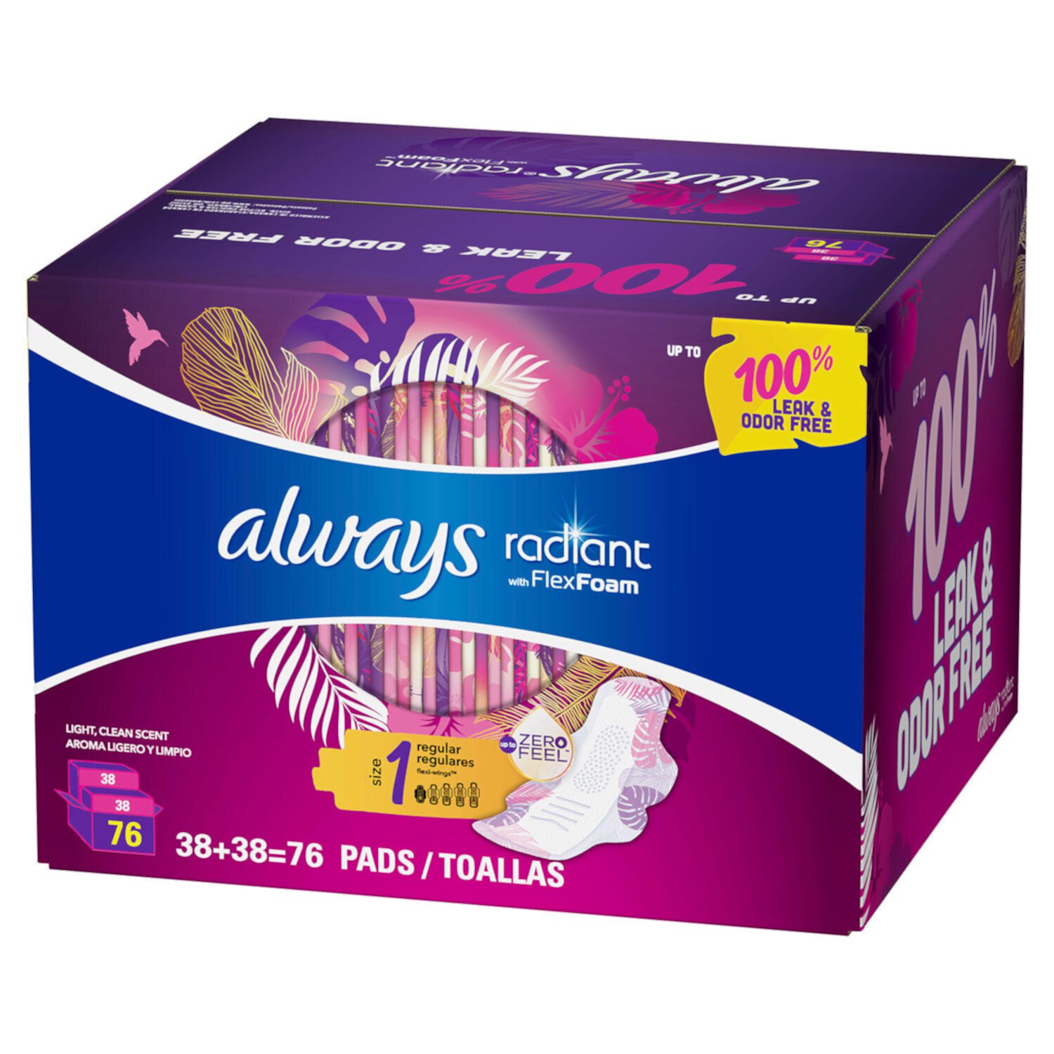 Always Radiant Pads, Size 1, Regular Absorbency, Scented (76 ct.) Visit the Always Store