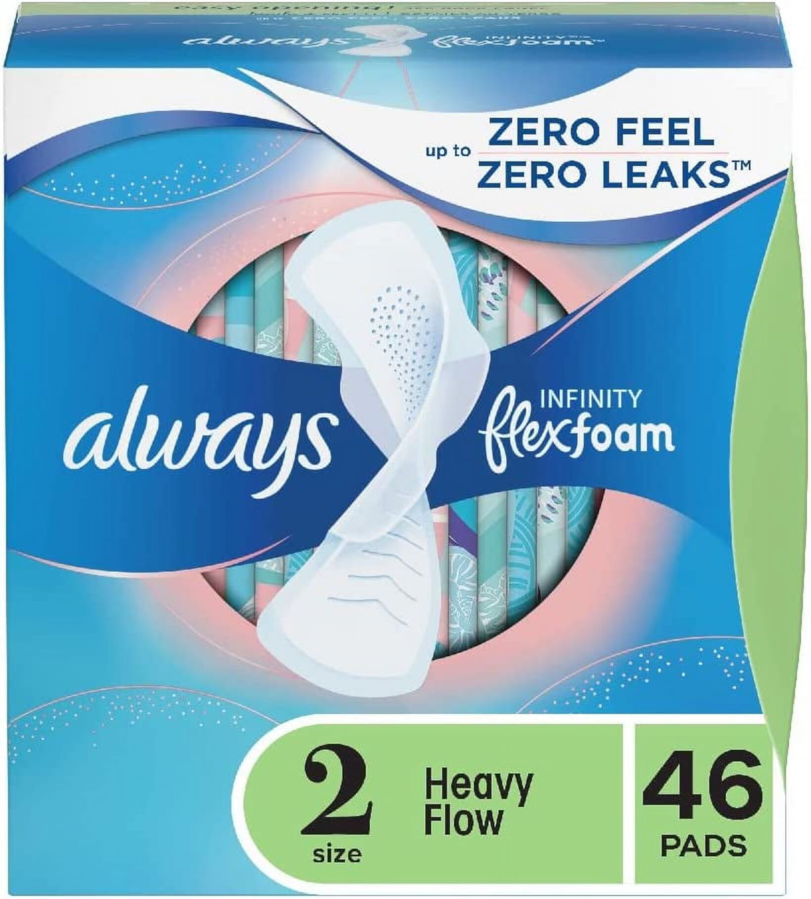 Always Infinity Feminine Pads for Women, Size 2 Regular, with wings, unscented, 46 Count Visit the Always Store