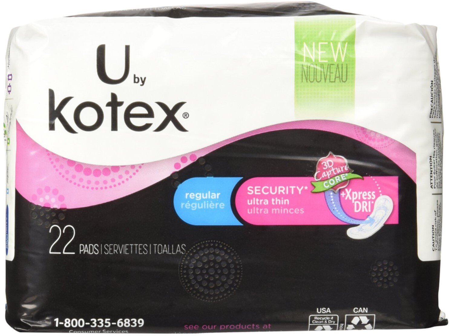 2 Pack - Kotex Ultra Thin Pads Regular Unscented 22 Each Kotex