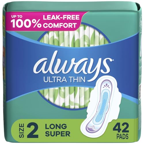 Always Ultra Thin, Feminine Pads For Women, Size 2 Long Super Absorbency, With Wings, Unscented, 42 Count Visit the Always Store